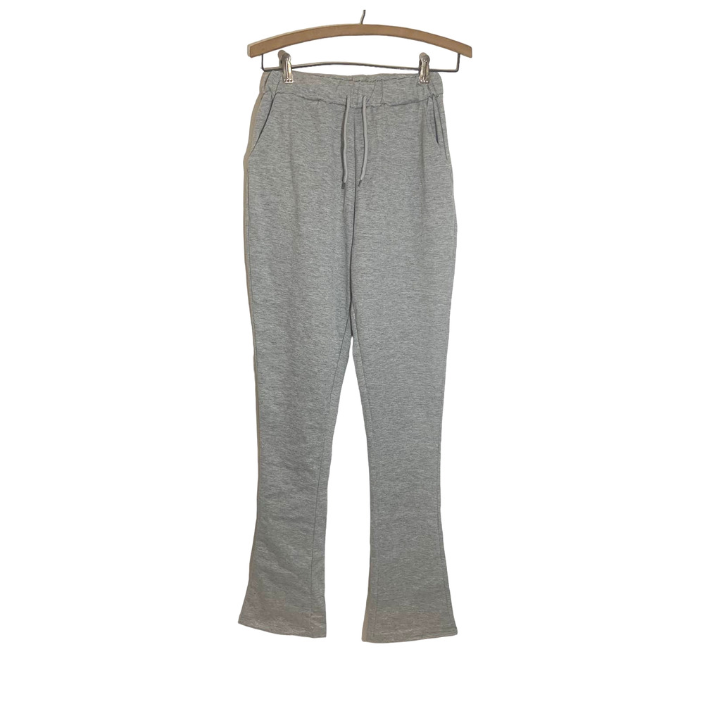 Women’s Letter Print Elastic Waist Drawstring Sweatpants Joggers Gray Size M